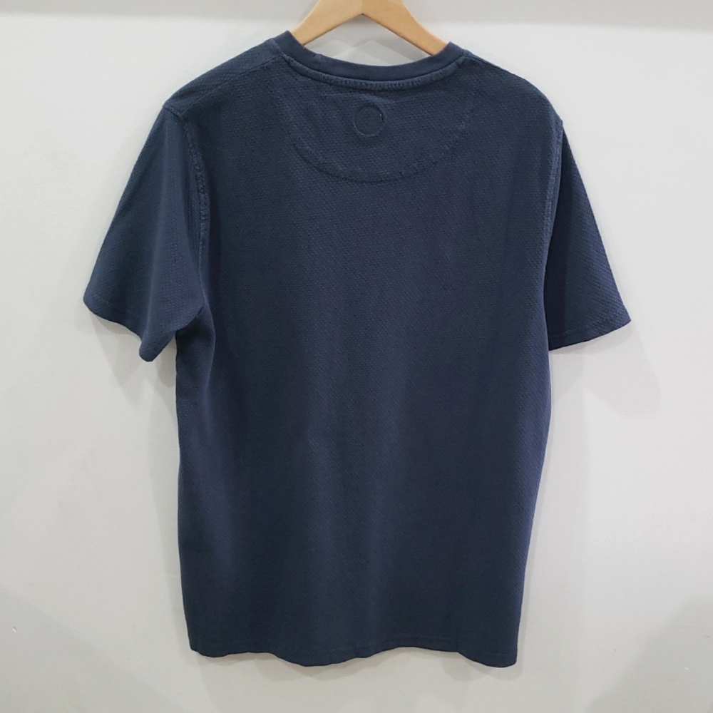 COMMON PEOPLE | Men's Navy Popcorn Texture GD Short Sleeved Crewneck T-Shirt - Picture 4 of 5